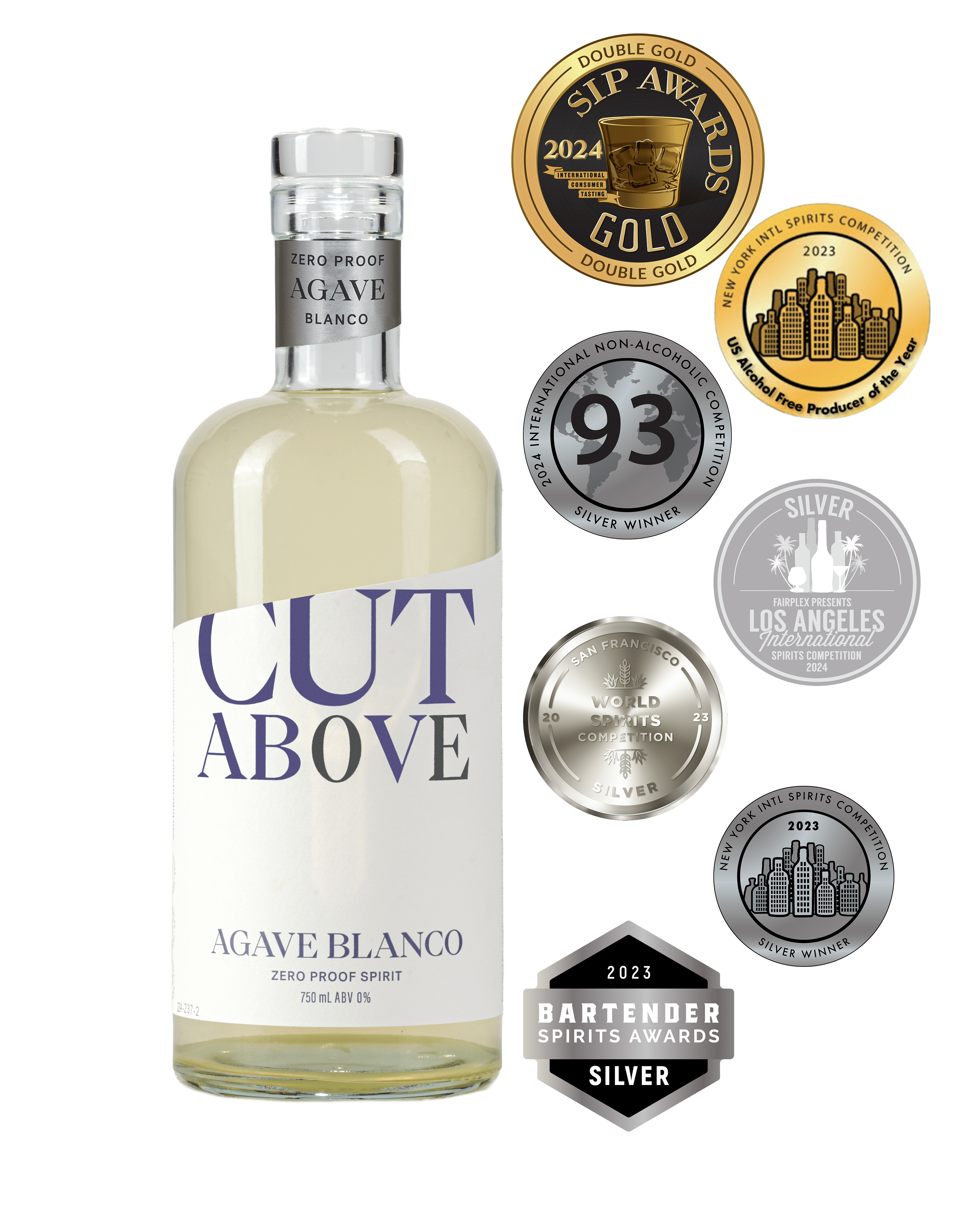 Zero Proof Agave Blanco Tequila - Cut Above Spirits - Nonalcoholic - Mocktail - Awards List
