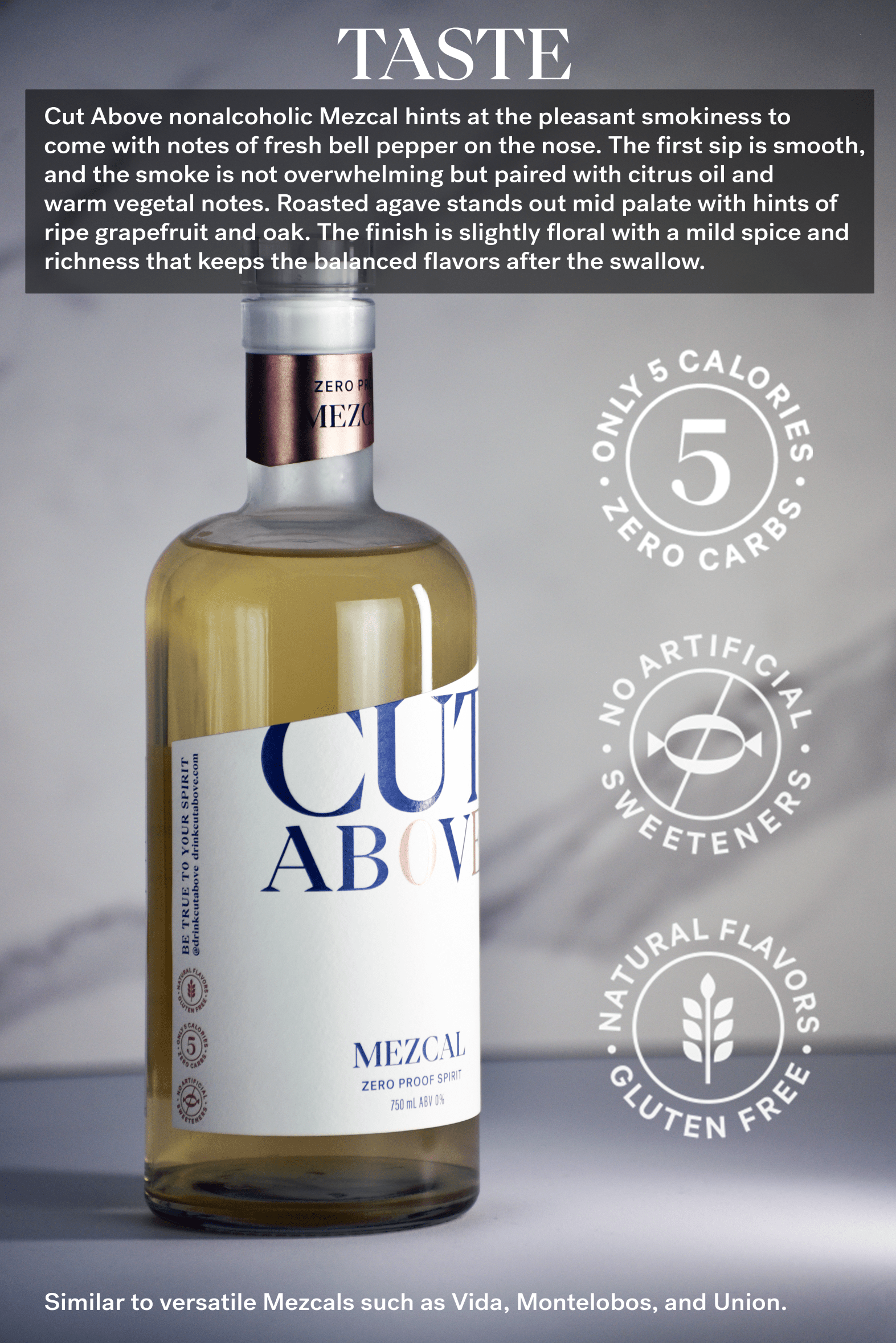 Zero Proof Mezcal - Cut Above Spirits - Nonalcoholic - Mocktail - Taste Description