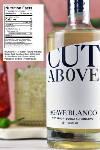 Zero Proof Agave Blanco Tequila - Cut Above Spirits - Nonalcoholic - Mocktail - Product Label