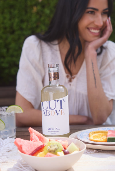Zero Proof Mezcal - Cut Above Spirits - Nonalcoholic - Mocktail - Woman - Fresh Fruits - Lifestyle