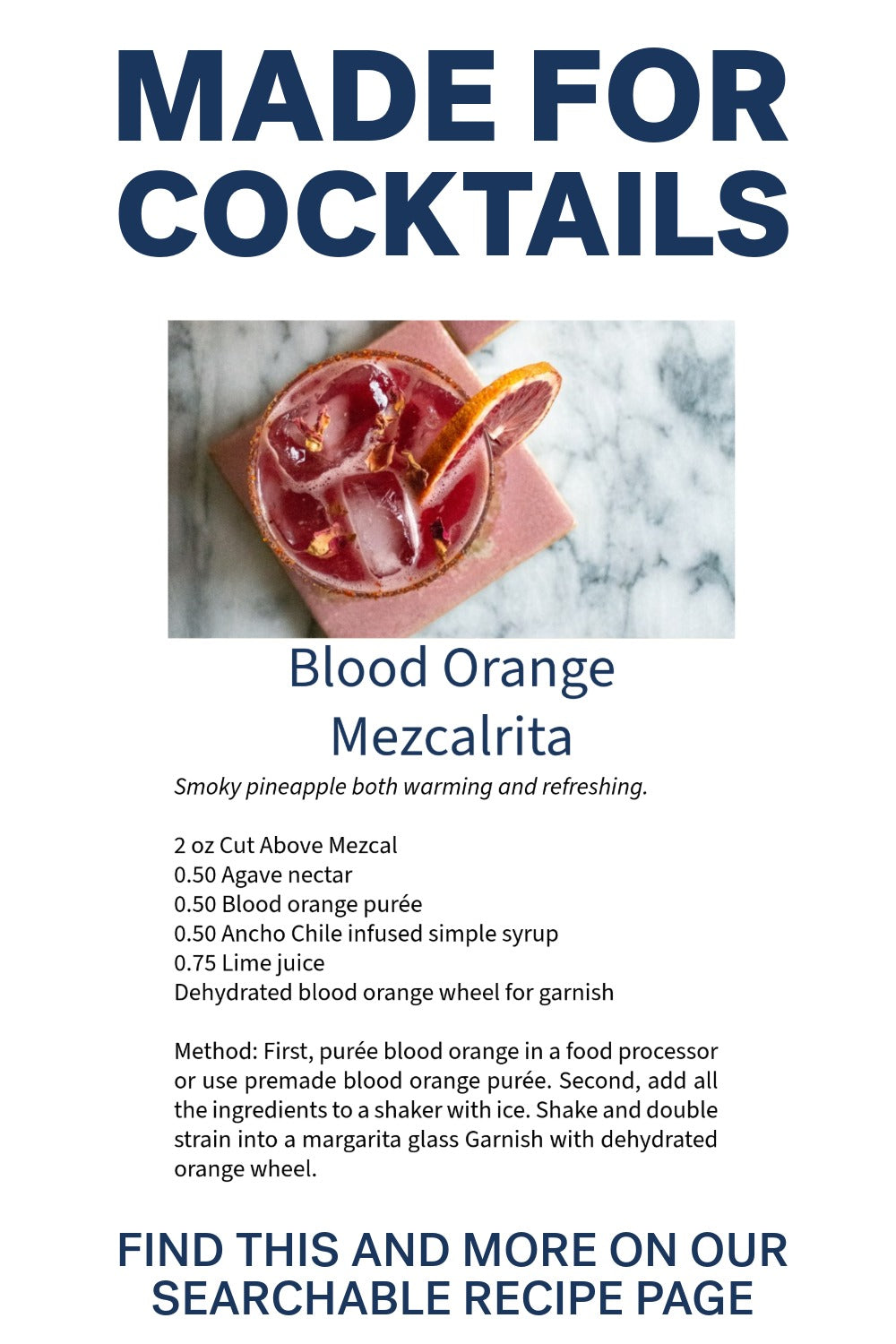 Zero Proof Mezcal - Cut Above Spirits - Nonalcoholic - Mocktail - Recipe Card