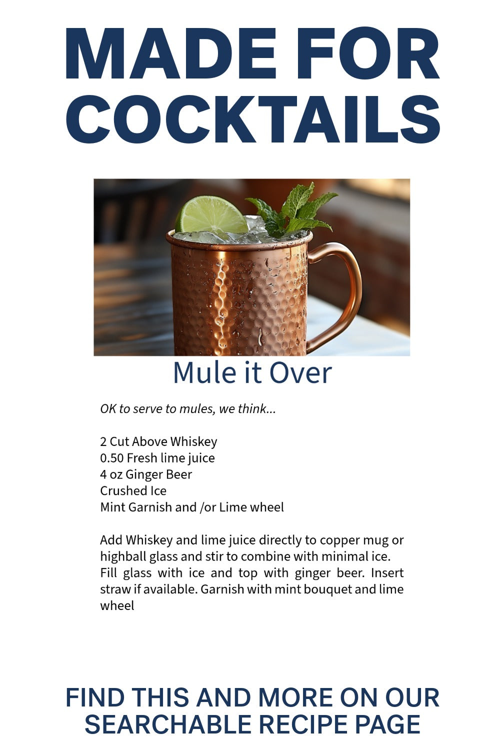 Zero Proof Whiskey - Cut Above Spirits - Nonalcoholic - Mocktail - Recipe Card