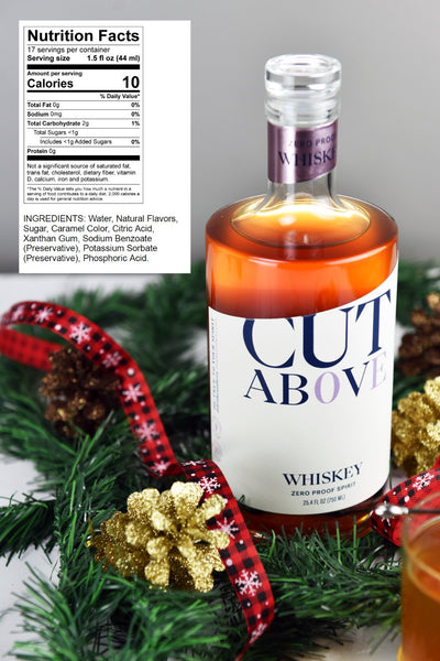 Zero Proof Whiskey - Cut Above Spirits - Nonalcoholic - Mocktail - Whiskey Bottle - Product Label